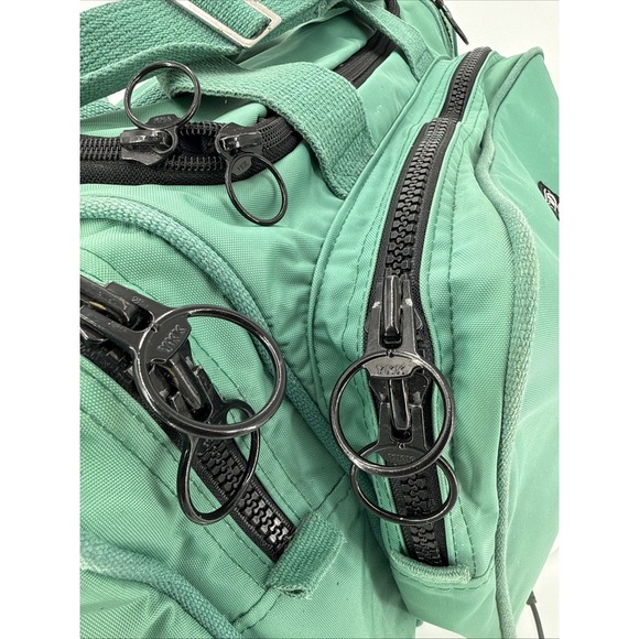 Lands End Summit YKK Duffle Bag-Green/Blue-Travel-Front & Side Zip Pockets - Picture 2 of 16